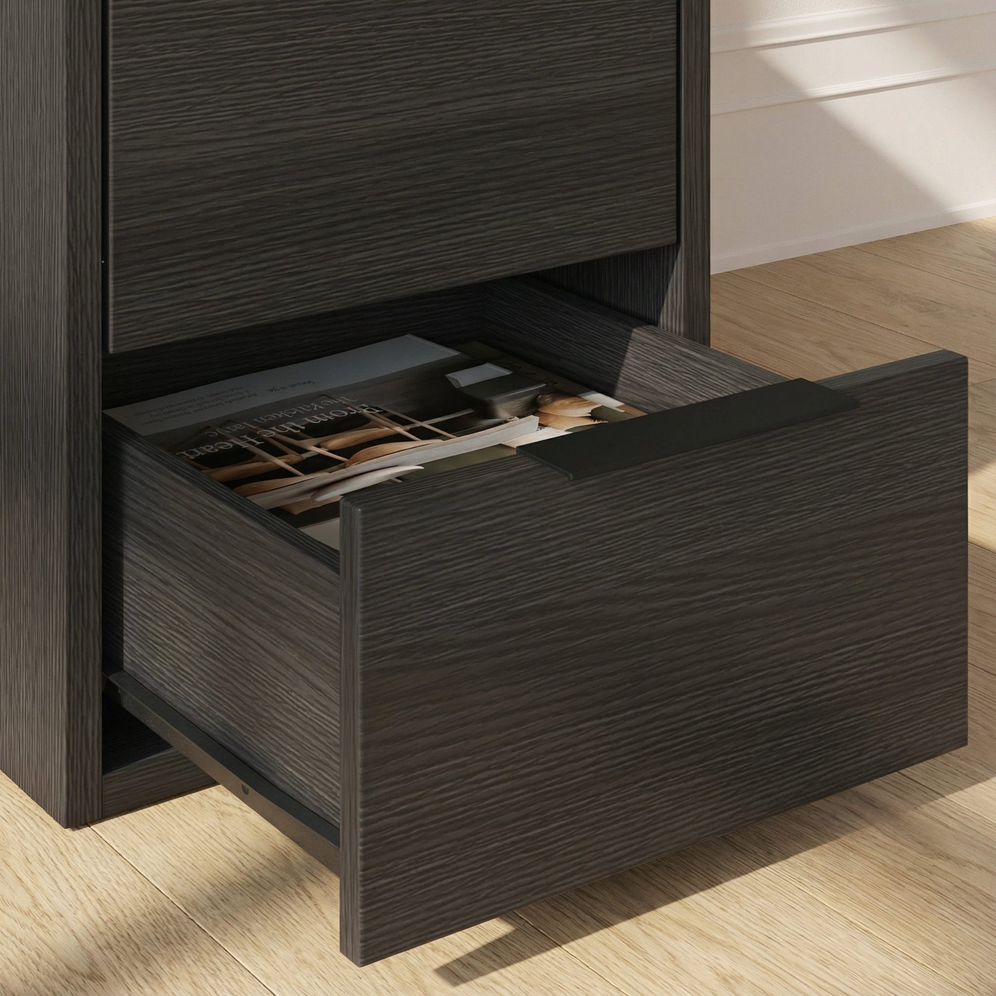 Screw-U Desk in Charcoal Oak - Tool-free, easy-assembly modern desk by Simply Built - #color_charcoal oak