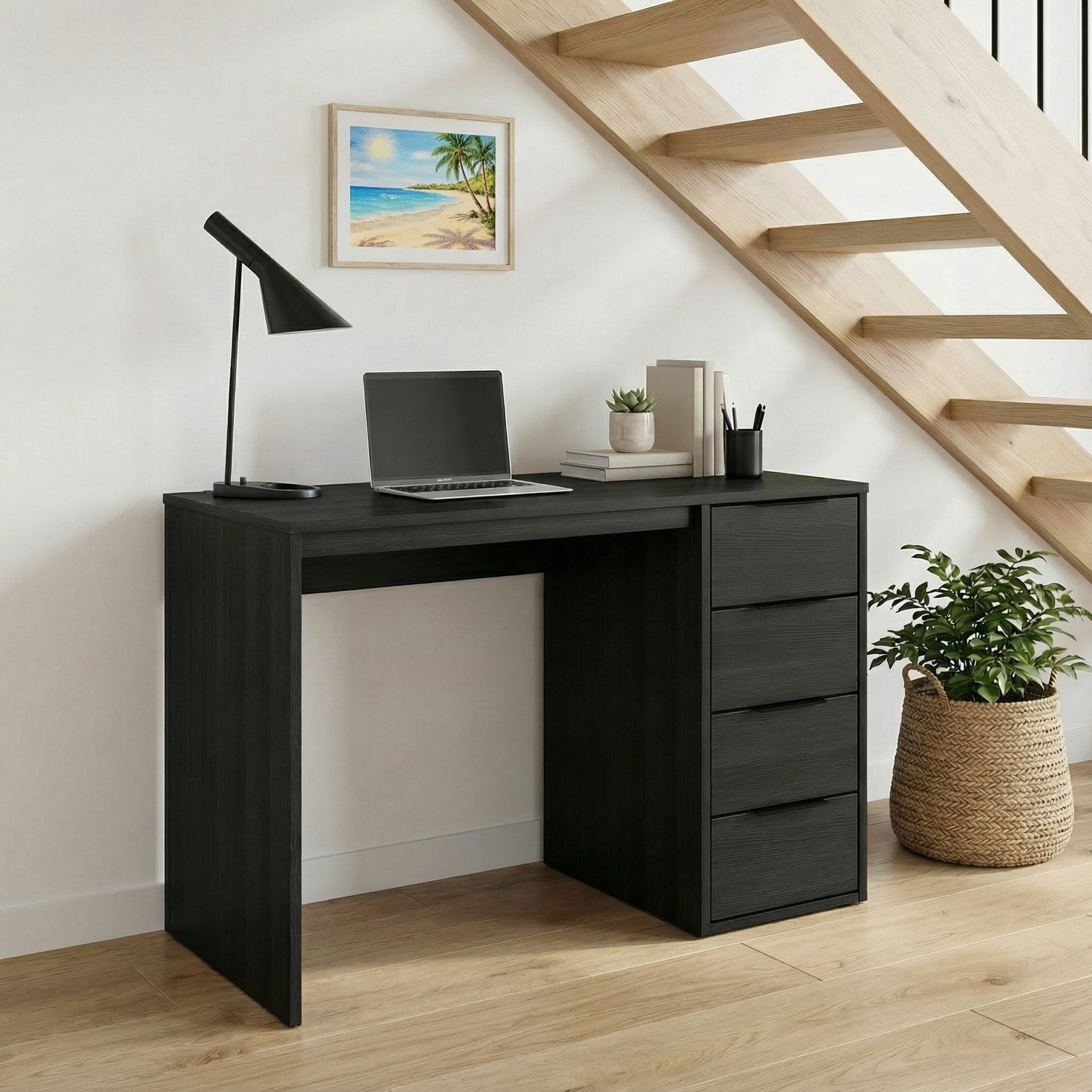 Screw-U Desk in Charcoal Oak - Tool-free, easy-assembly modern desk by Simply Built - #color_charcoal oak