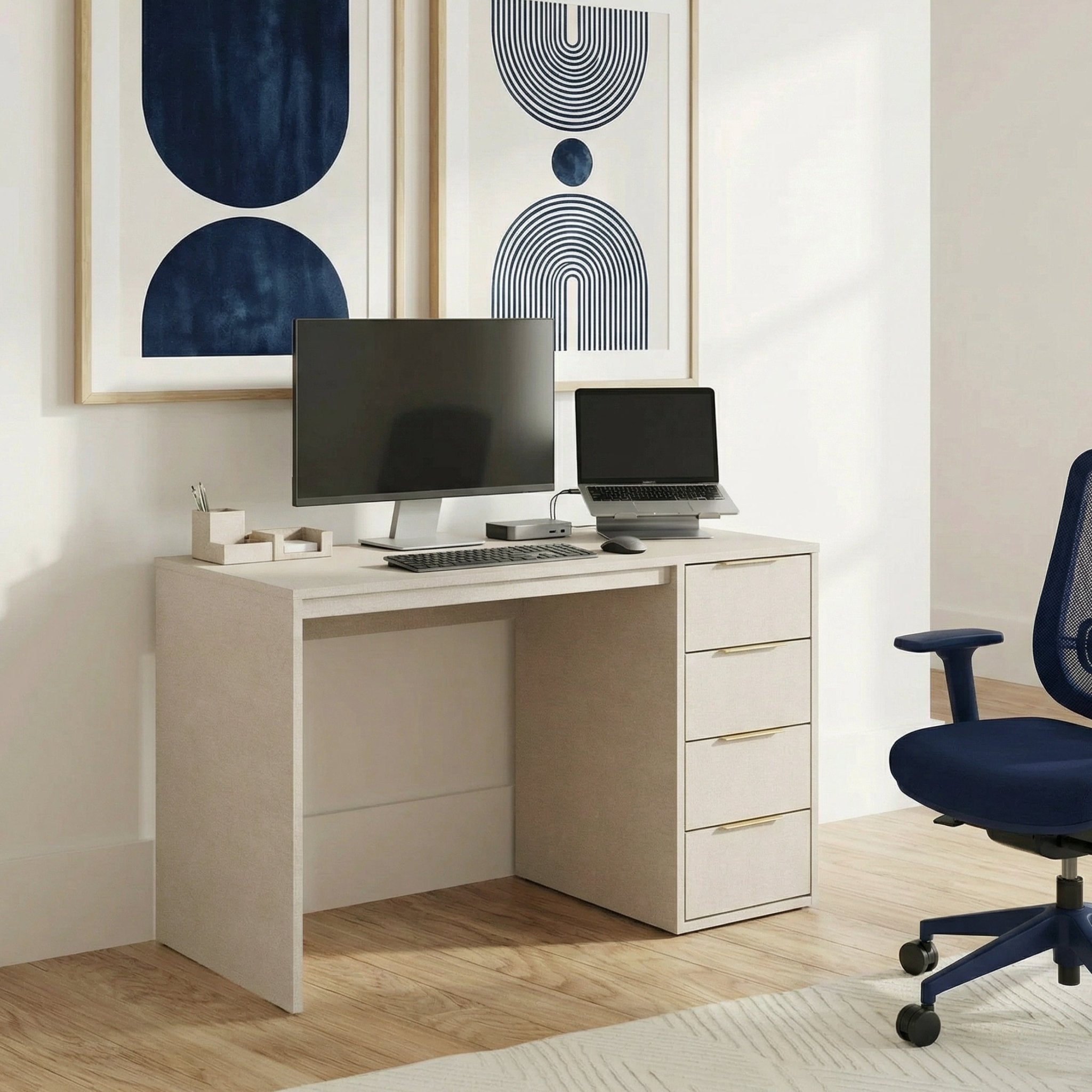 Screw-U Desk in Linen - Tool-free, easy-assembly modern desk by Simply Built - #color_linen