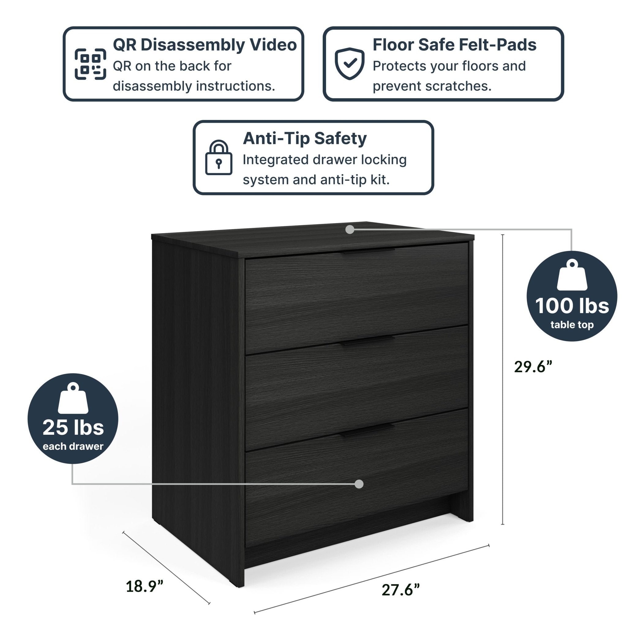 Screw-U Dresser in Charcoal Oak - Tool-free, easy-assembly modern dresser by Simply Built - #color_charcoal oak