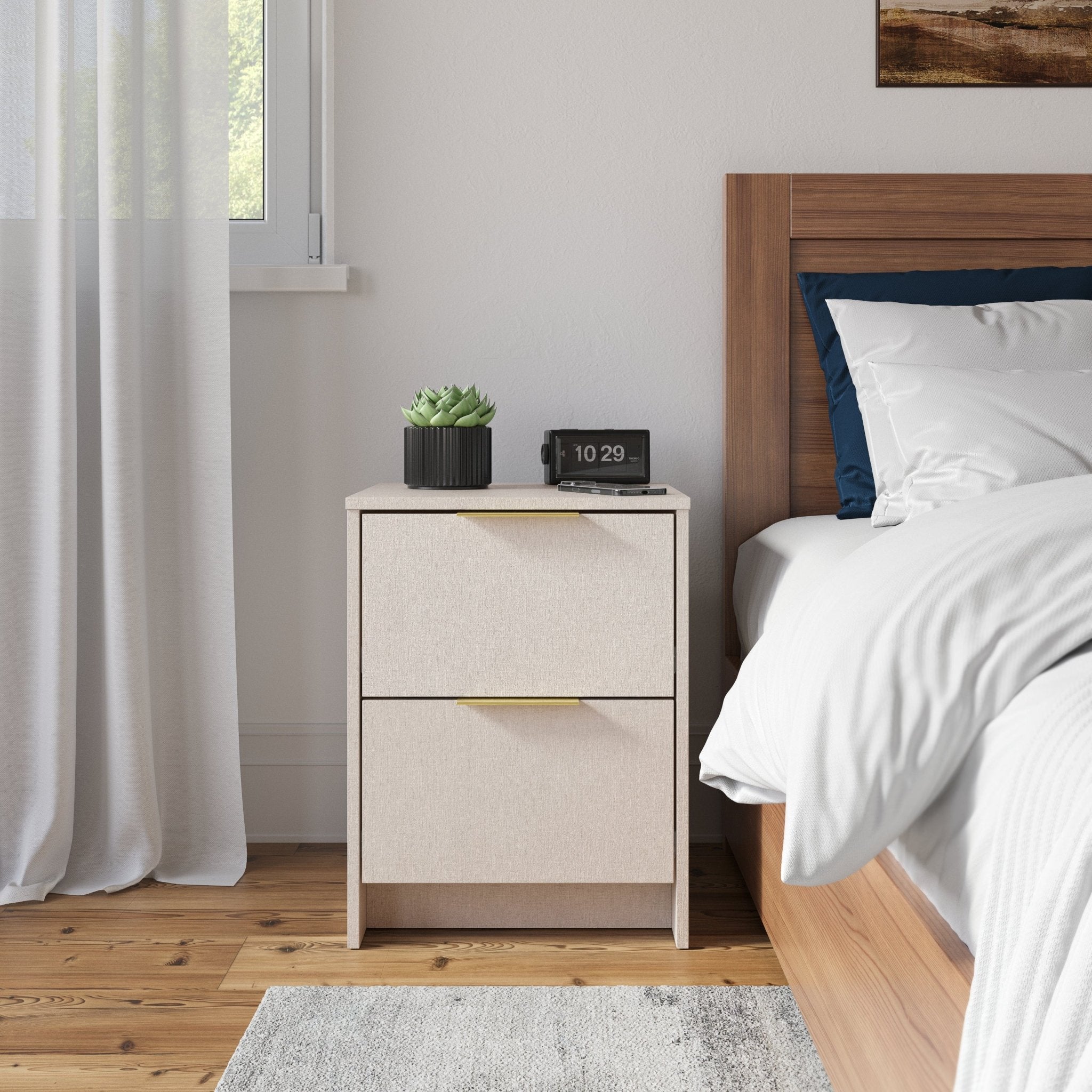 Screw-U Nightstand in Linen - Tool-free, easy-assembly modern nightstand by Simply Built - #color_linen