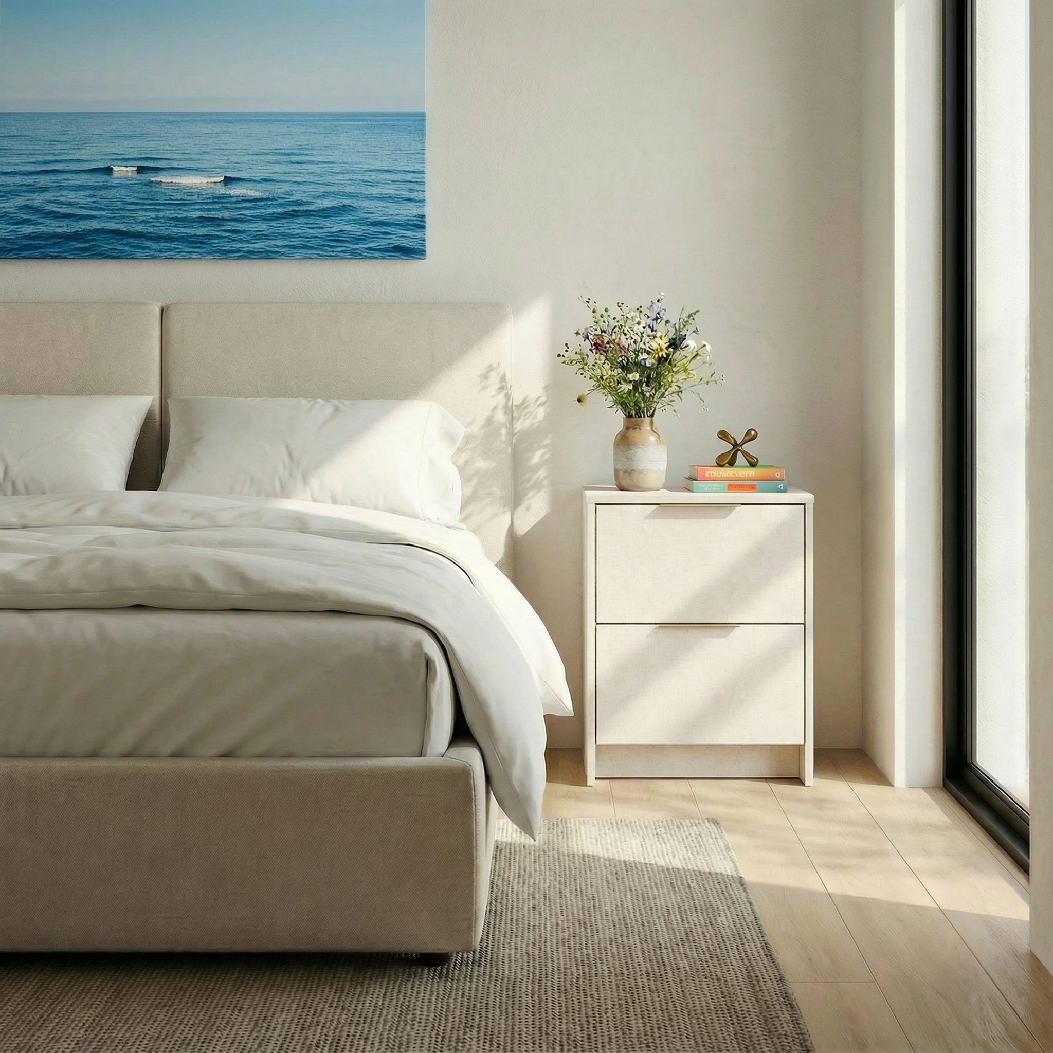 Screw-U Nightstand in Linen - Tool-free, easy-assembly modern nightstand by Simply Built - #color_linen