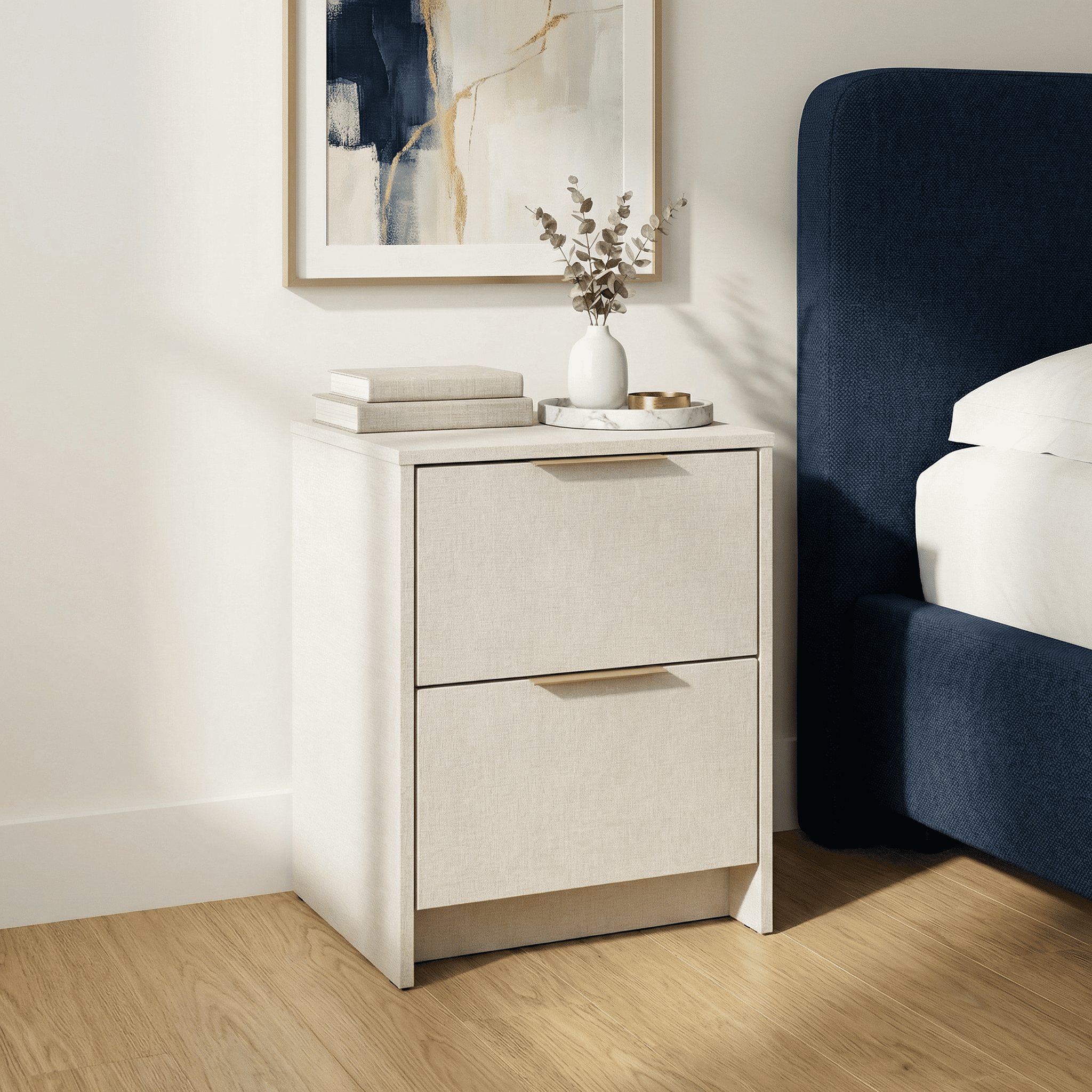 Screw-U Nightstand in Linen - Tool-free, easy-assembly modern nightstand by Simply Built - #color_linen