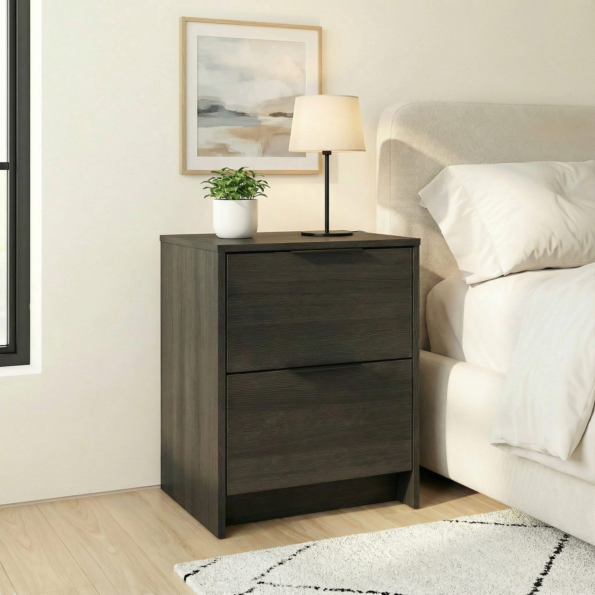 Screw-U Nightstand in Charcoal Oak - Tool-free, easy-assembly modern nightstand by Simply Built - #color_charcoal oak