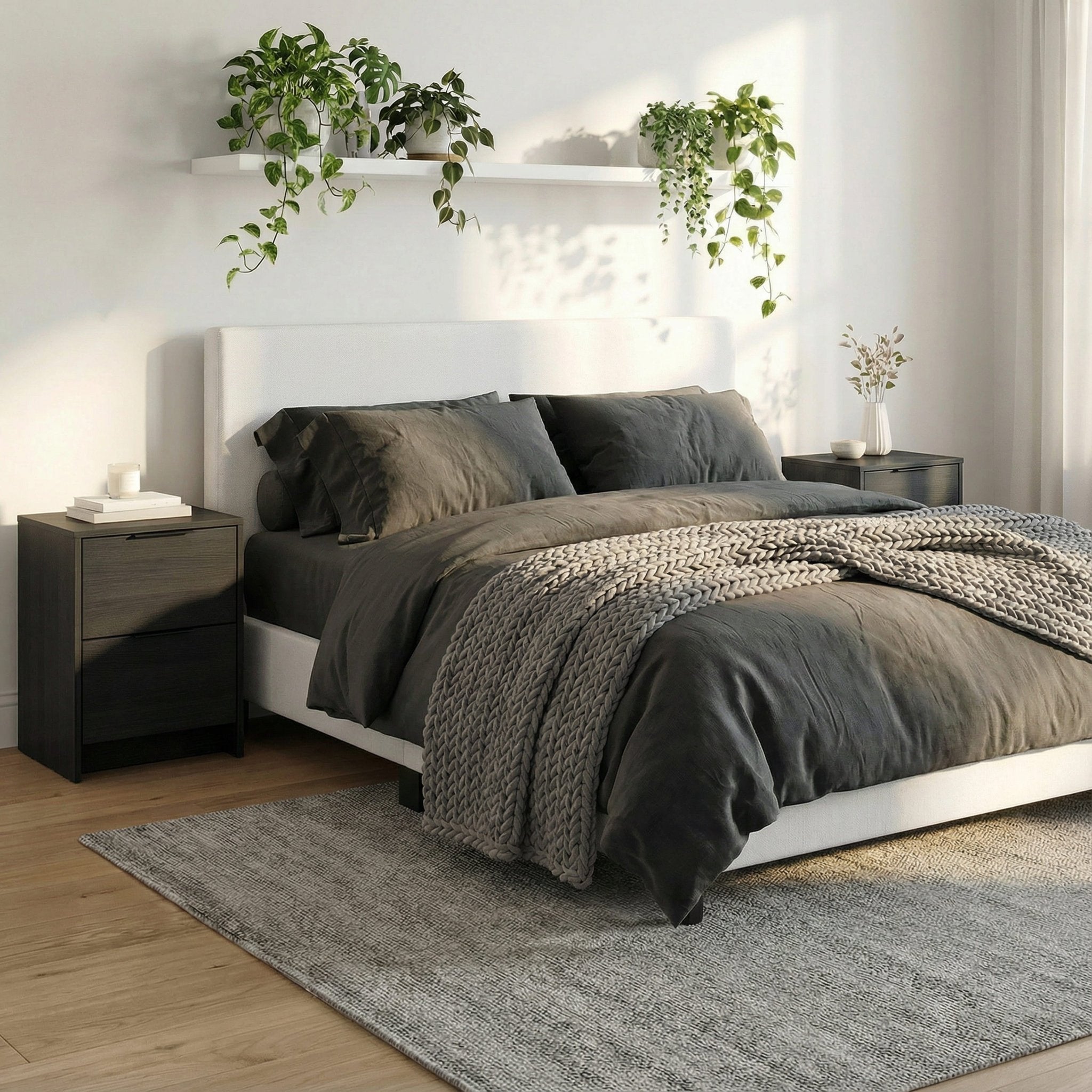 Screw-U Nightstand in Charcoal Oak - Tool-free, easy-assembly modern nightstand by Simply Built - #color_charcoal oak