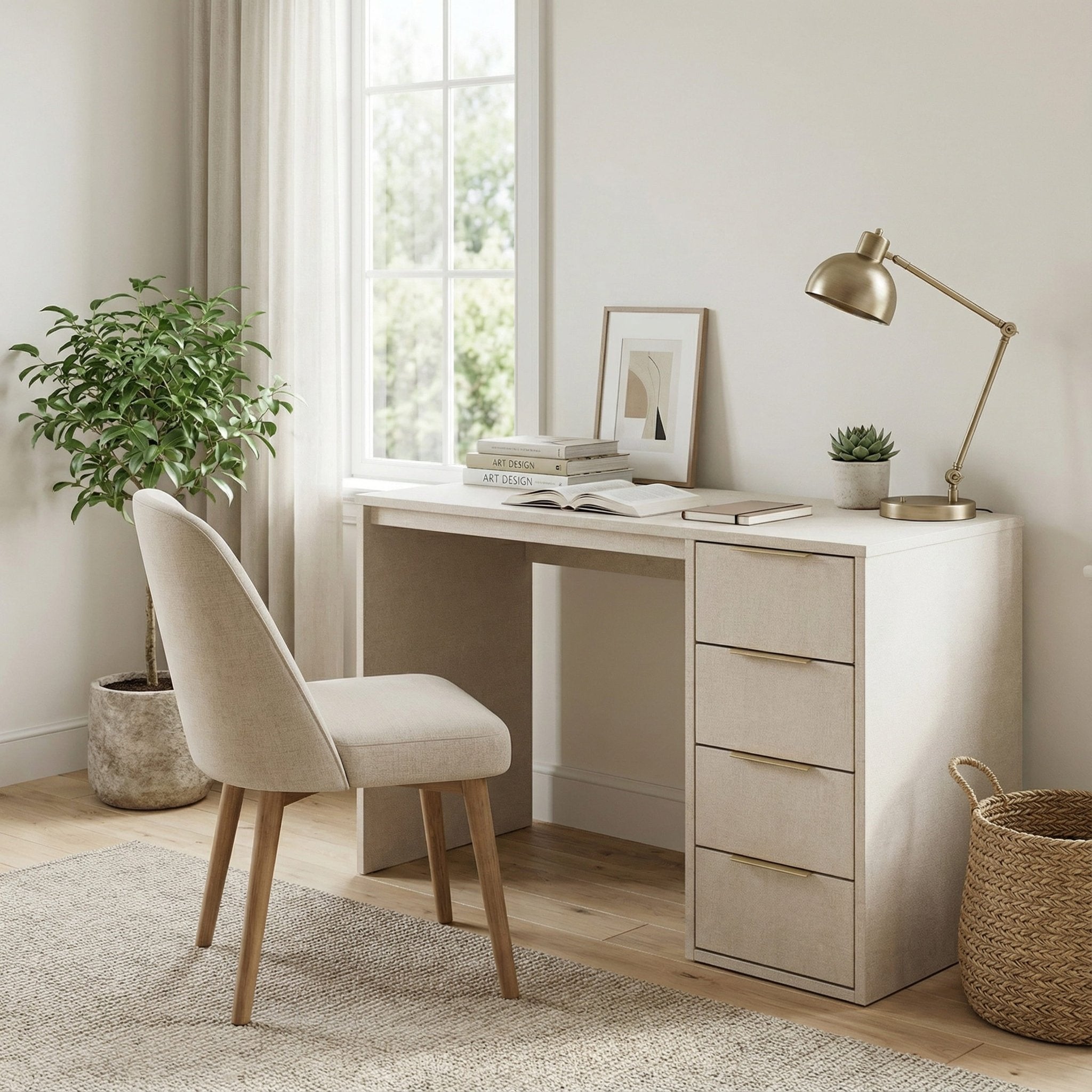 Screw-U Desk in Linen - Tool-free, easy-assembly modern desk by Simply Built - #color_linen