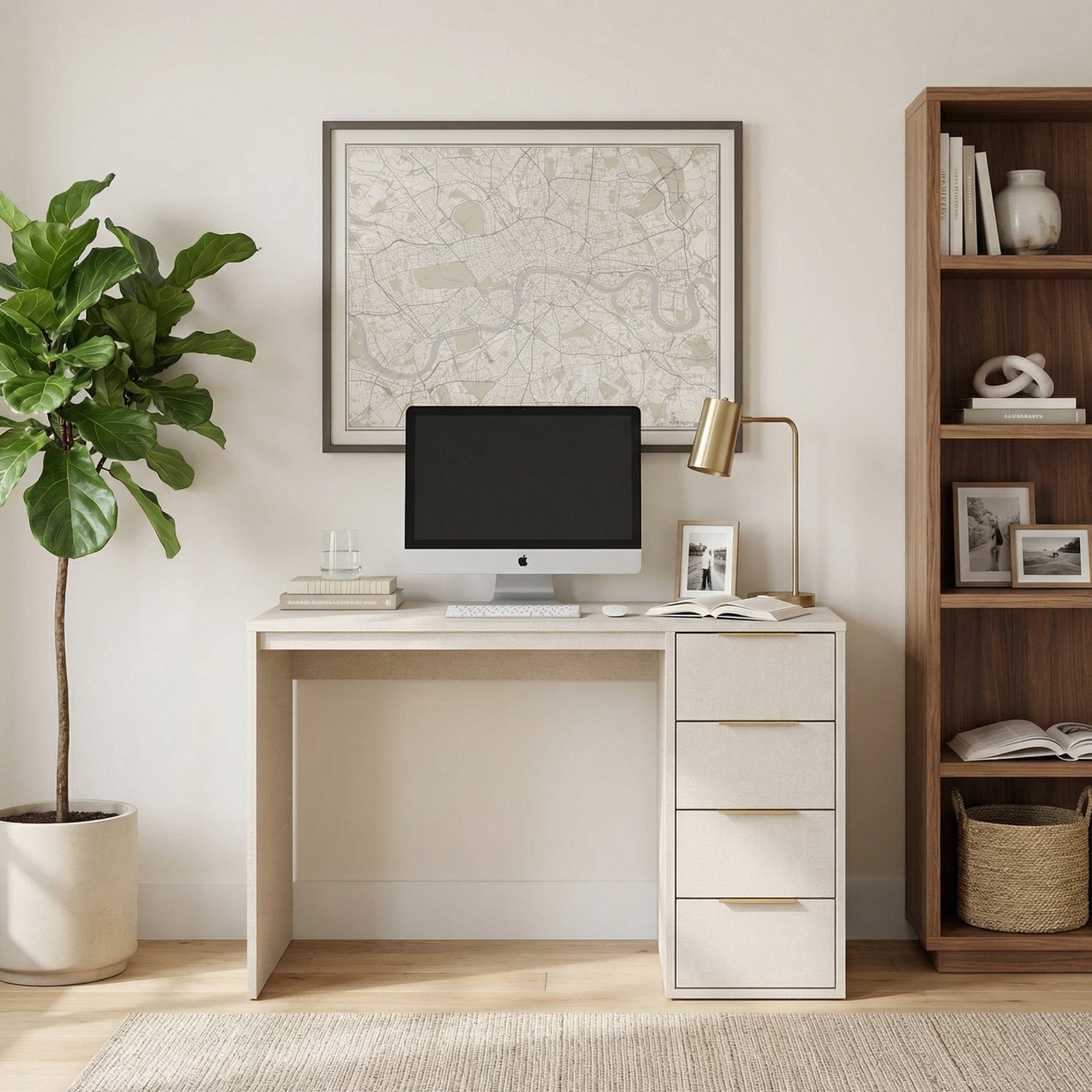 Screw-U Desk in Linen - Tool-free, easy-assembly modern desk by Simply Built - #color_linen