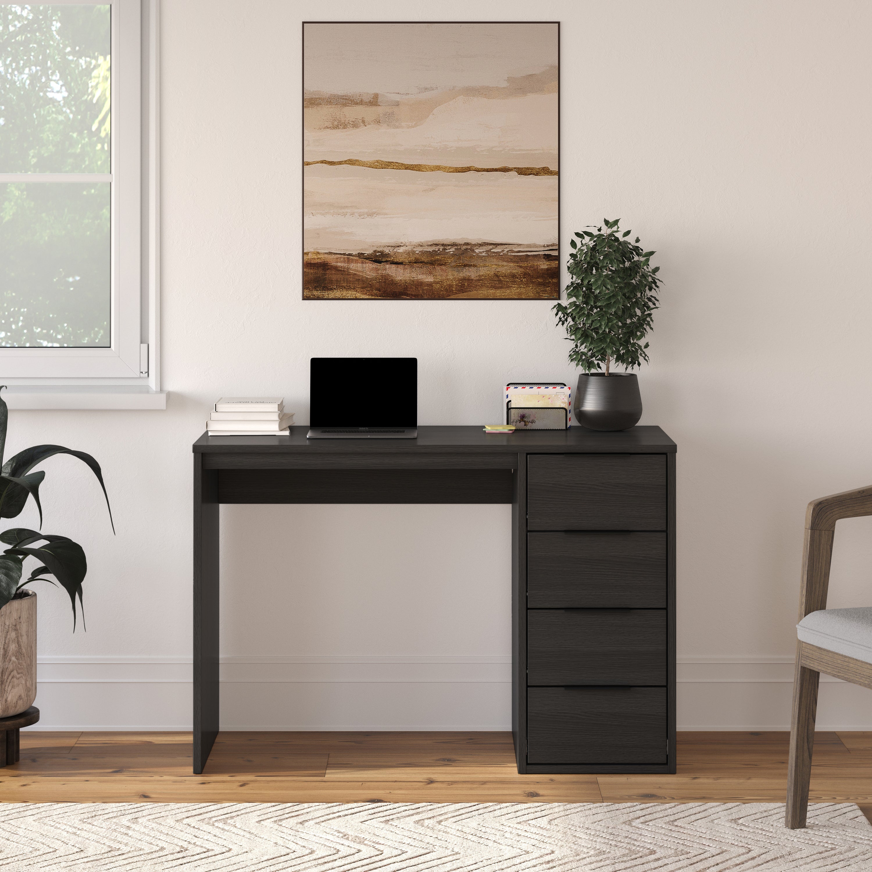 Screw-U Desk in Charcoal Oak - Tool-free, easy-assembly modern desk by Simply Built - #color_charcoal oak