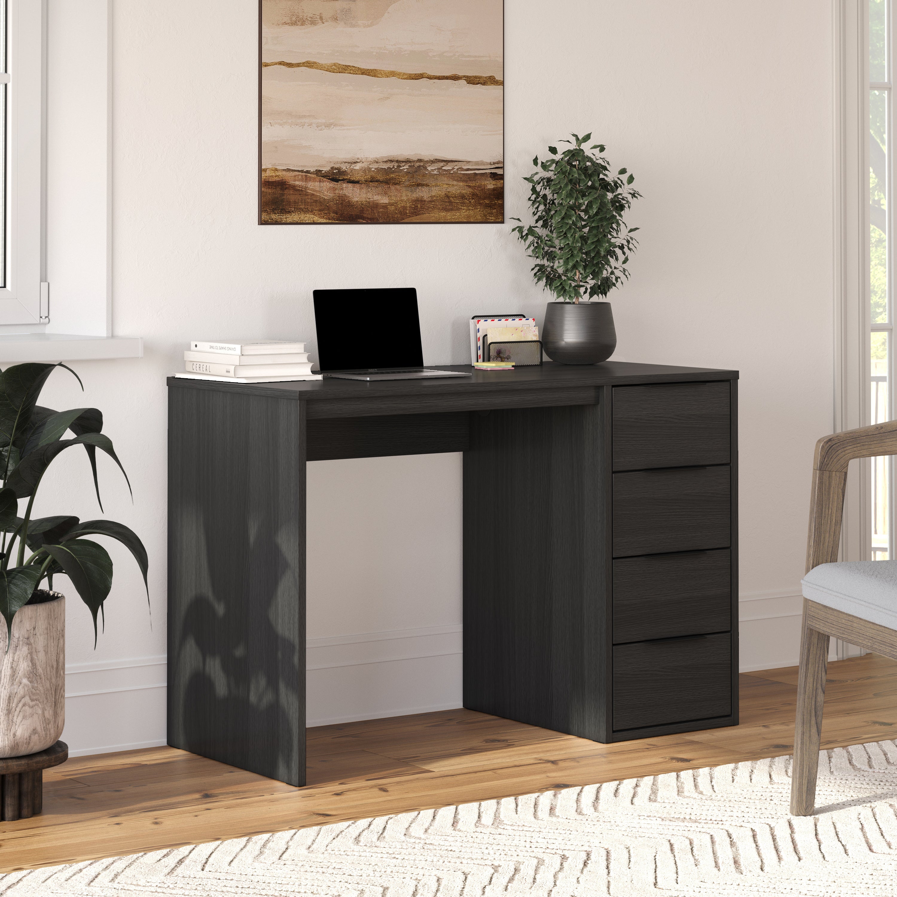 Screw-U Desk in Charcoal Oak - Tool-free, easy-assembly modern desk by Simply Built - #color_charcoal oak