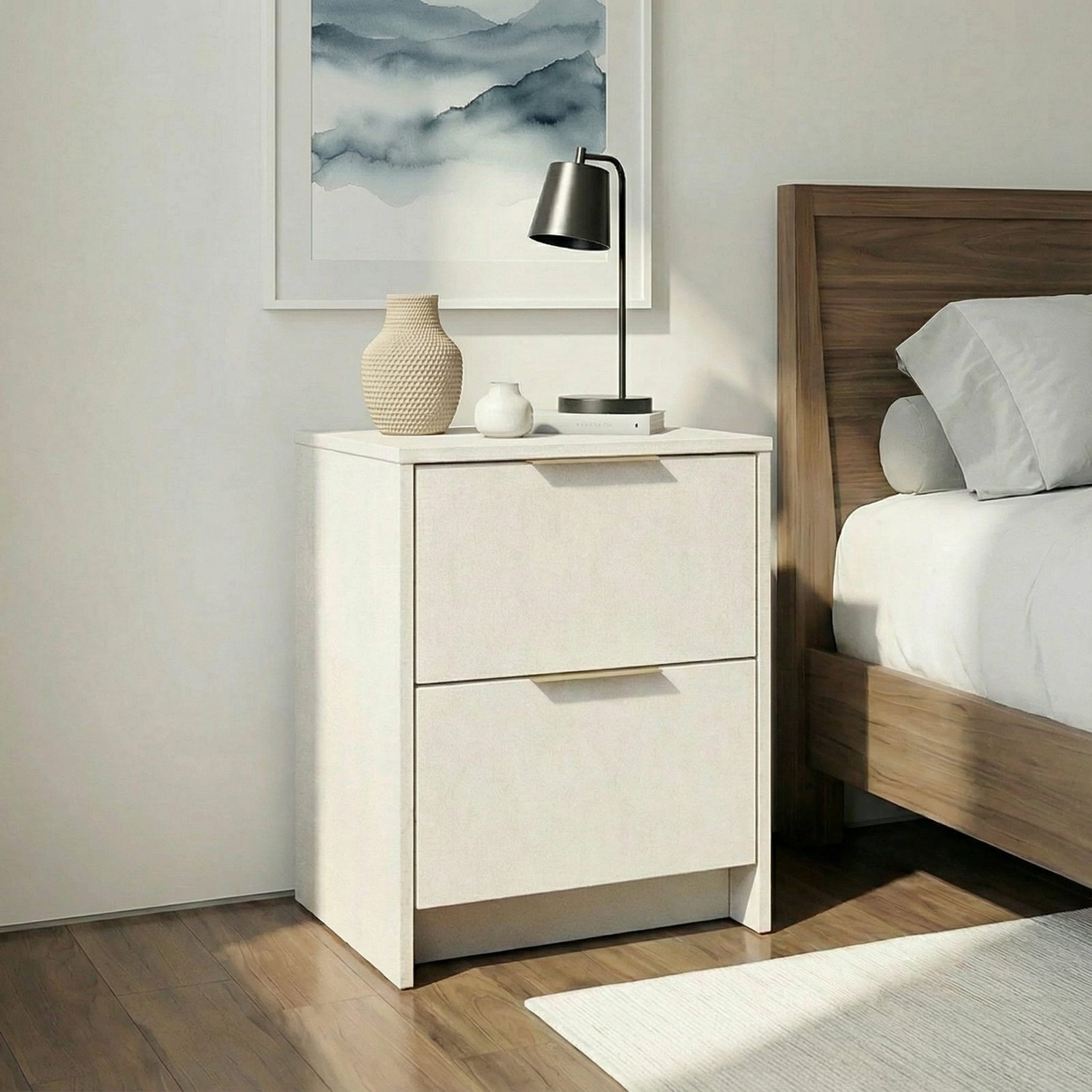 Screw-U Nightstand in Linen - Tool-free, easy-assembly modern nightstand by Simply Built - #color_linen