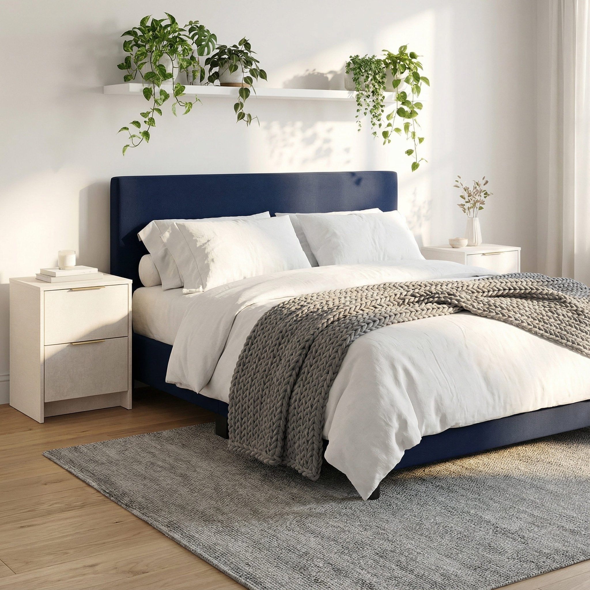 Screw-U Nightstand in Linen - Tool-free, easy-assembly modern nightstand by Simply Built - #color_linen