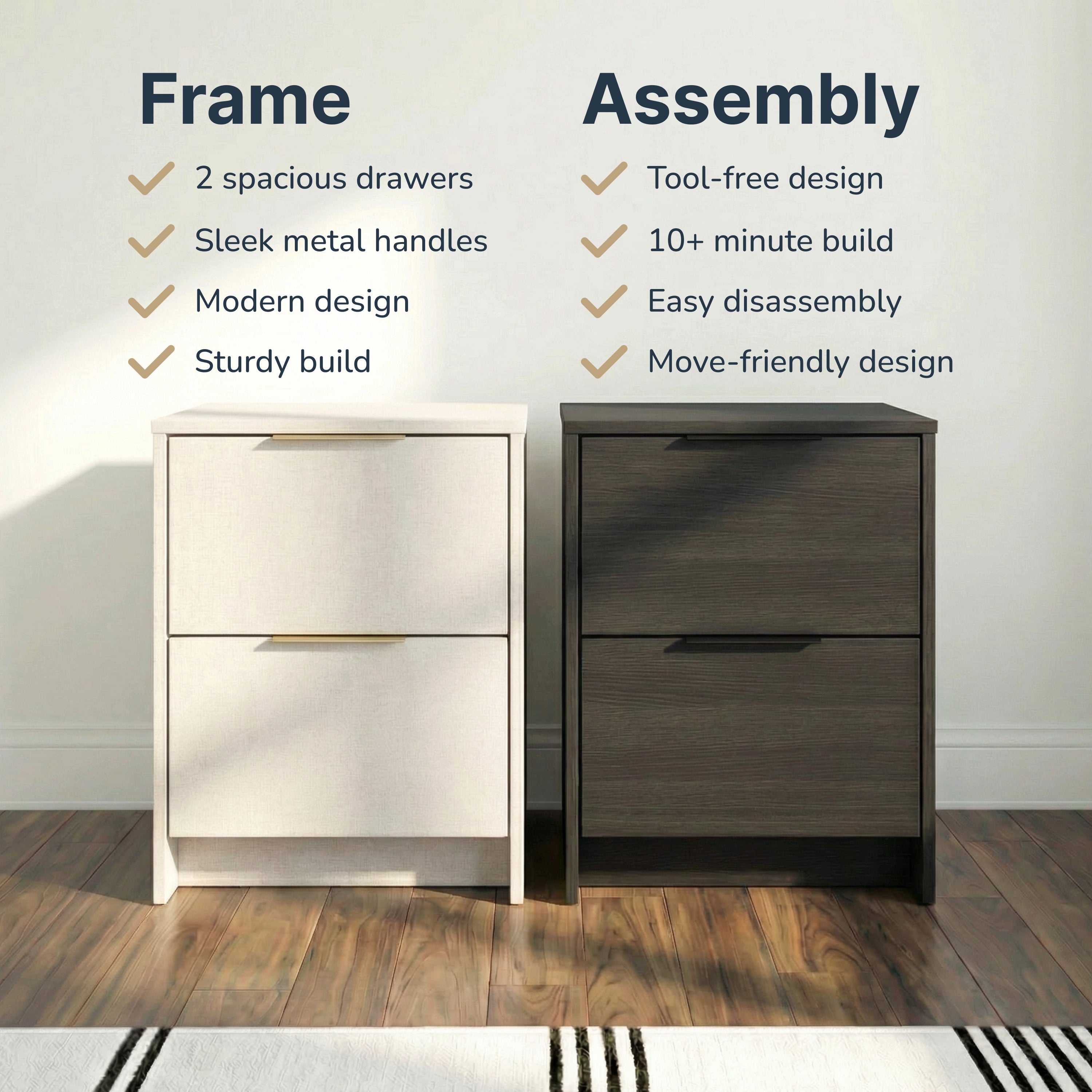 Screw-U Nightstand in Charcoal Oak - Tool-free, easy-assembly modern nightstand by Simply Built - #color_charcoal oak